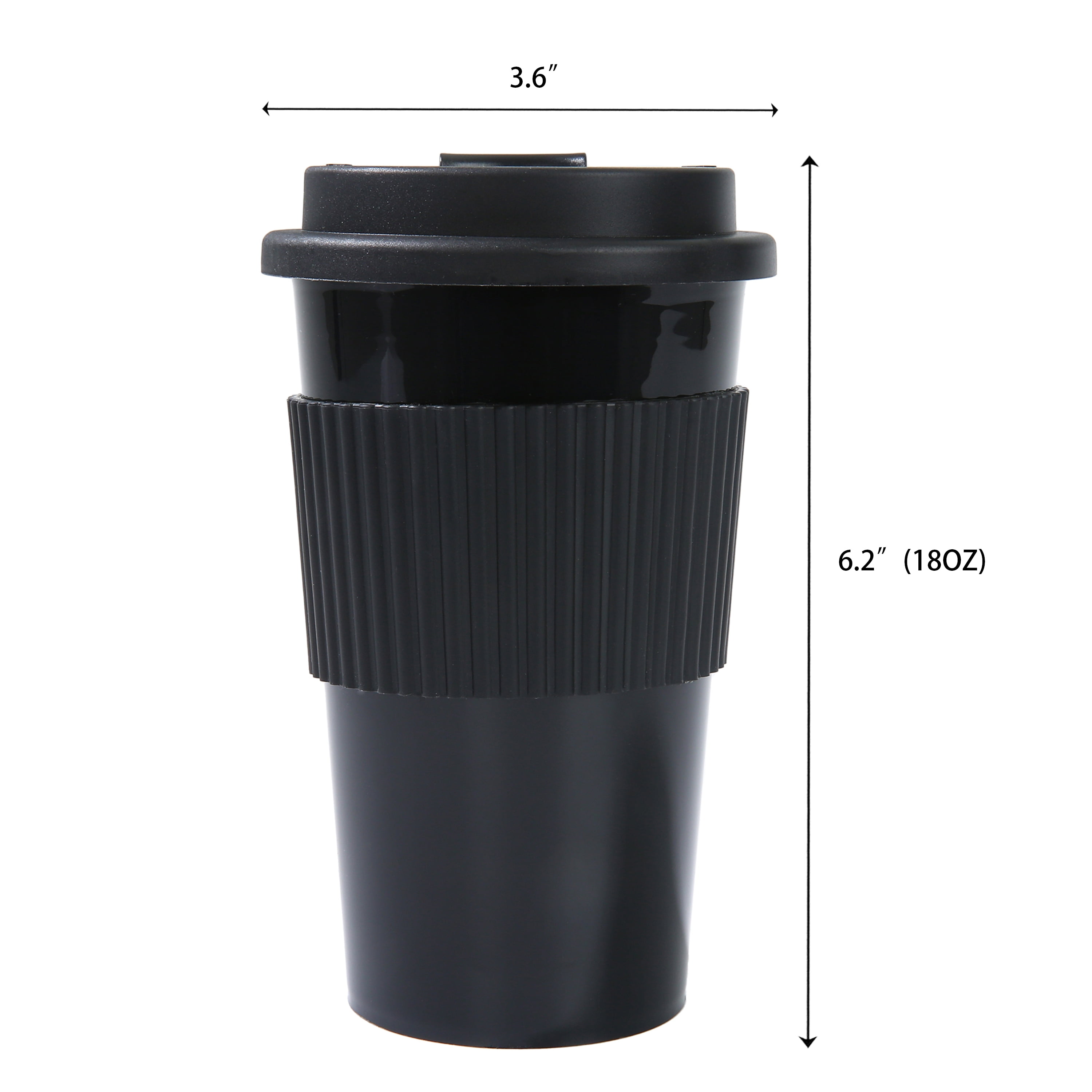 Mainstays 18oz Plastic To Go Coffee Tumbler, Black Perfect for Your On-The-Go Beverages