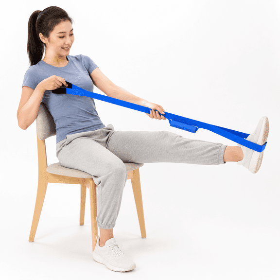 42 Inch Leg Lifter Strap for Post Surgery with Large Foot Loop - Mobility Aid for Hip & Knee Replacement Recovery, Leg Lifting Assist for Elderly and Disabled (Blue)