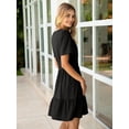 thumbnail image 3 of Minivestido negro para mujer Dress Simplee, línea A con bolsillos, talla M, 3 of 7