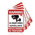 thumbnail image 2 of Letreros de aluminio de prohibido el paso a propiedades privadas, letreros de metal con videovigilancia las 24 horas para el hogar, el patio, la propiedad, el negocio en casa, 2 of 5