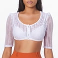 thumbnail image 3 of Women's Bavarian Oktoberfest Blouse – White Lace Bralette Top with Dirndl Style Elastic Band German Festival Corset Shirt for Party & Folk Dance Metallic Mesh Long Sleeve Top Display Women Tube, 3 of 4
