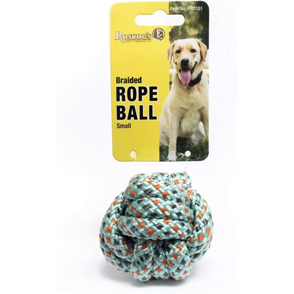 Roscoe's Pet Products Braided Rope Ball Toy for Dogs and Other Small Pets