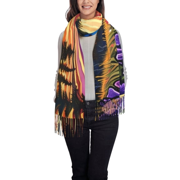 Easygdp Galactic Night Over Meadow Women's Scarf Womens Winter Scarf, Fashion Scarfs for Women, Shawls and Wraps, Long Blanket Scarf