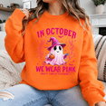 thumbnail image 4 of Breast Cancer Awareness Shirt, In October We Wear Pink Sweatshirt, Cute Halloween Ghost Hoodie and T-Shirt, Pink Ribbon Support Gift for Women, 4 of 9
