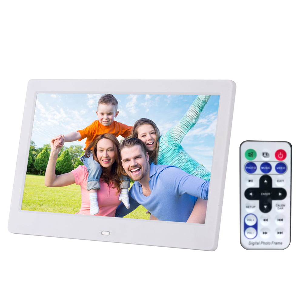 8-inch Widescreen Digital Photo Frame White USB Port and SD Card Slot and Remote Control with 1024 X 768 IPS Display