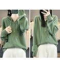 thumbnail image 2 of Fiaer Women'S Full Zip Casual Hooded Cardigans Sweaters Trendy Comfortable Long Sleeve Drawstring Solid Color Tops For Fall Winter Light Green L, 2 of 7