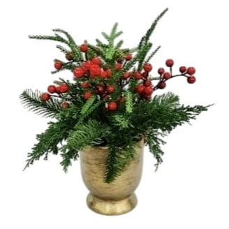 Downswept Pine Tree Arrangement in Black Pot Christmas Tabletop