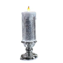 Christmas Flameless Glitter Candles, Rechargeable Flickering LED Water  Candle, Battery Operated Candles with Base, Desk Table Light Lamp Decor for