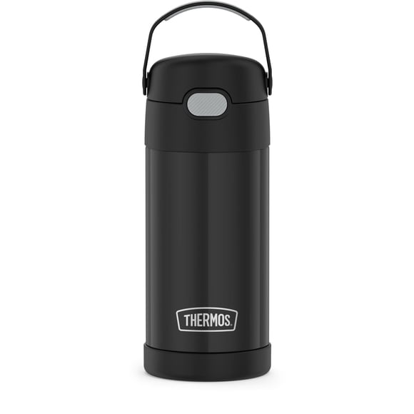 THERMOS FUNTAINER Bouteille pour Enfants de 12 Onces en Acier Inoxydable à Isolation sous Vide avec Paille, Noire