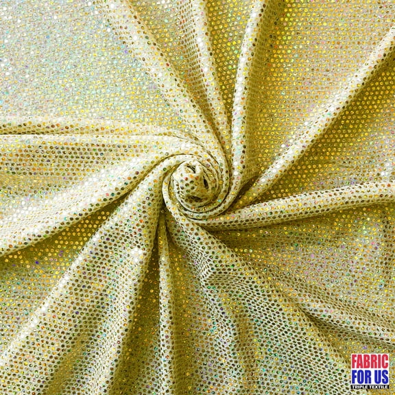 Dots Micro Holographic Glitter Stretch Beige Poly-Spandex Fabric 54" Wide