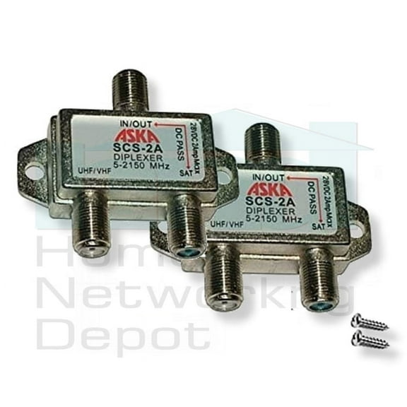 ASKACOMM SCS-2A SATELLITE DIPLEXERS W/ 2 AMP DC POWERING PASS THRU FOR LNB POWERING - PAIR