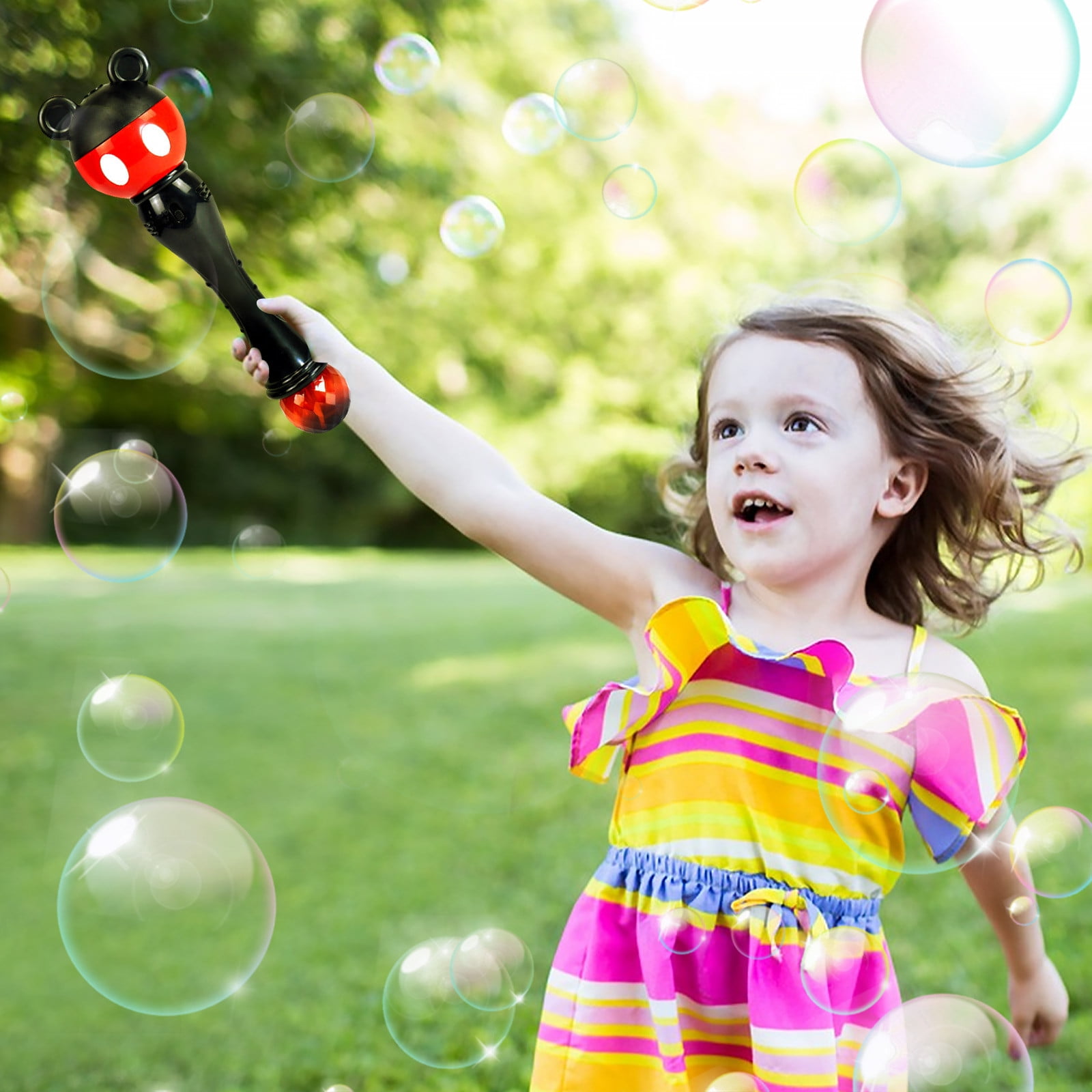 Cartoon Bubble Wand Machine, Automatic Bubble Blower with Colorful Bubble Effects, Portable Indoor Outdoor Bubble Maker with 50ml Bubble Solution