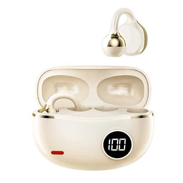 Cateissary Auriculares inalámbricos Bluetooth con clip para la oreja para entusiastas del deporte Auriculares Bluetooth con sonido de micrófono Teléfono y Comunicación tez