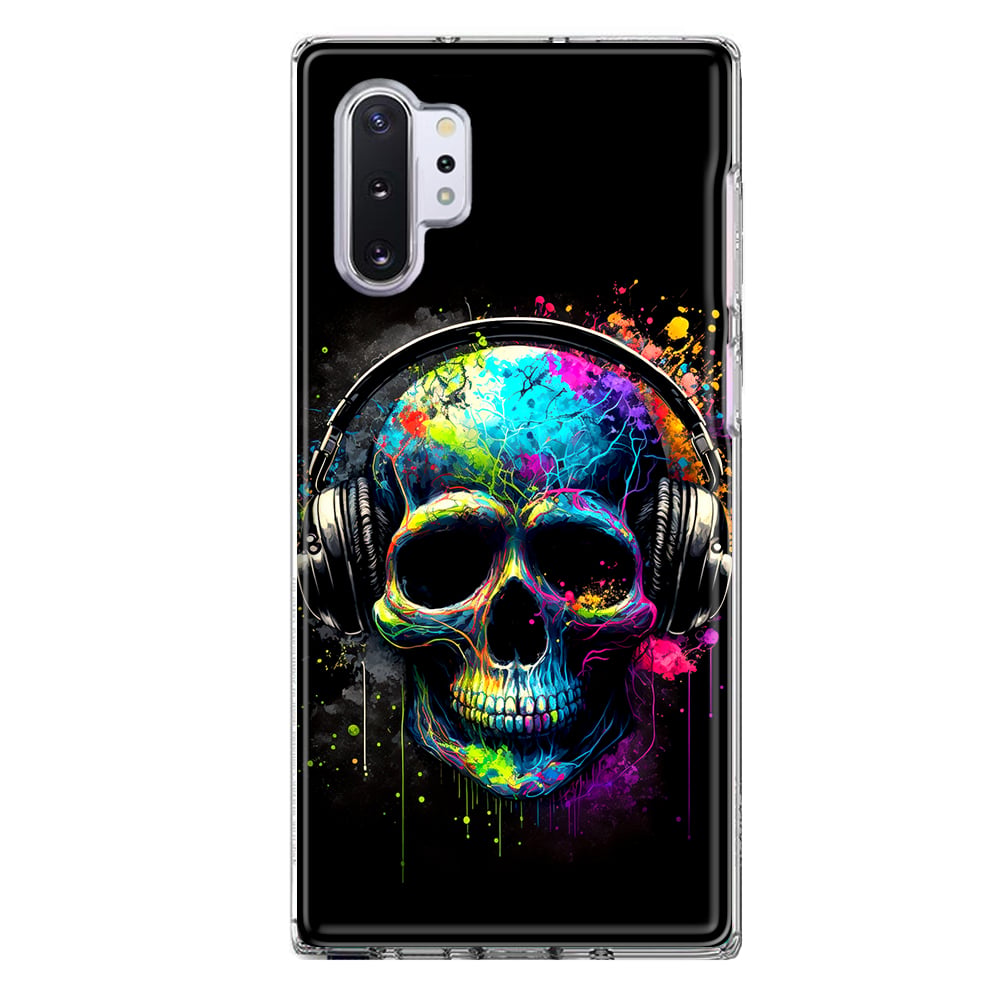 thumbnail image 1 of MUNDAZE Samsung Galaxy Note 10 Plus Shockproof Clear Hybrid Protective Phone Case Fantasy Skull Headphone Colorful Pop Art Cover, 1 of 6