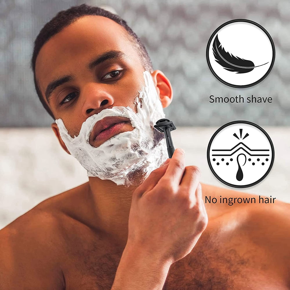 Safety Razor | Perfect for Everyday Use | Barbershop Quality Close Smooth Shave | Luxury Razor for Men,Matt black