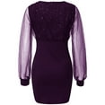 thumbnail image 4 of KOMOO Women Sequins Cocktail Dress Mesh Long Sleeve High Waist Patchwork Bodycon Dress Glitter Evening Dress, 4 of 6