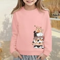 thumbnail image 2 of Toddler Girl's Long Sleeve Sweatshirt Crew Neck Cat Print Casual Soft Sweatshirts Cute Trendy Fall Pullover Tops Size 2-3T, 2 of 6