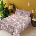 thumbnail image 2 of Ambesonne Floral Silhouettes Fitted & Flat Sheet with Shams 4 Pcs Set, Bicolored Blooms, Queen, Mauve Pastel Yellow, 2 of 5