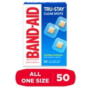 Band-Aid Brand Tru-Stay Clear Spots Square Bandages, One Size, 50 Ct
