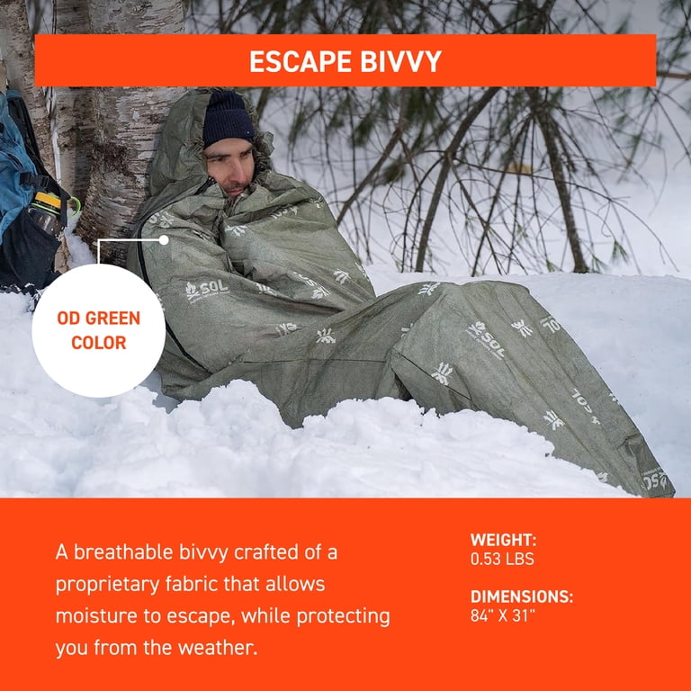 SOL Escape Bivvy with Hood, Body Heat Reflector, Waterproof
