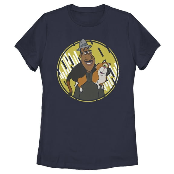 Women's Soul Joe and Mittens Portrait  Graphic Tee Navy Blue Medium