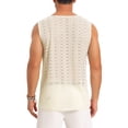 thumbnail image 3 of INSPIRE CHIC Men's See Through Lightweight Breathable Crew Neck Sleeveless Sheer Tank Top M Light Beige, 3 of 5