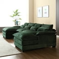 thumbnail image 4 of Aukfa 110" Sectional Sofa Overstuffed U shape Couch for Living Room, 4 Lumbar Pillow, Boucle, Green, 4 of 11