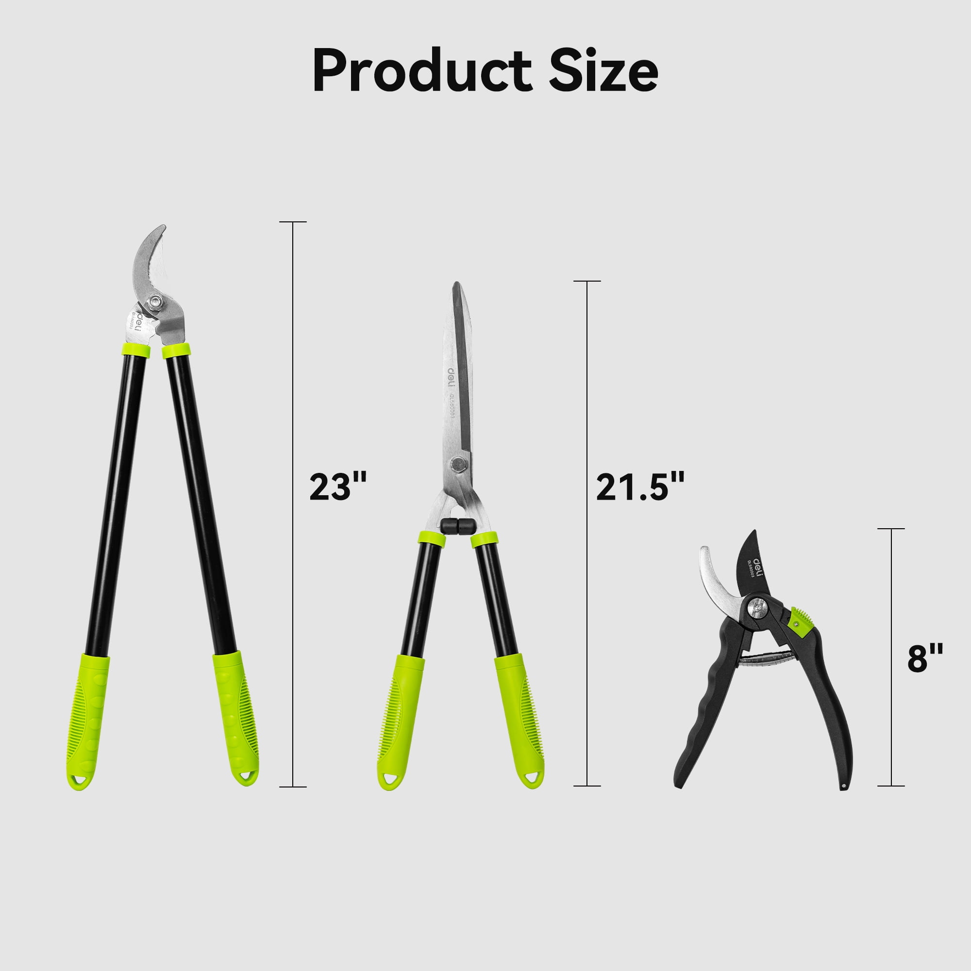 Deli Loppers Hedge Clippers & Pruners Set, 3PCS Hedge Shears Garden Tools, Heavy Duty Tree & Shrub Care Kit for Yard, Lawn & Garden, Branch Cutter Tree Trimmer for Indoor  & Outdoor