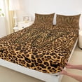 thumbnail image 4 of jejeloiu Animal Print Monogram W Full Size Sheets For Kids,Leopard Classic Initial Print Bed Sheets For Women,4-Piece, 4 of 6