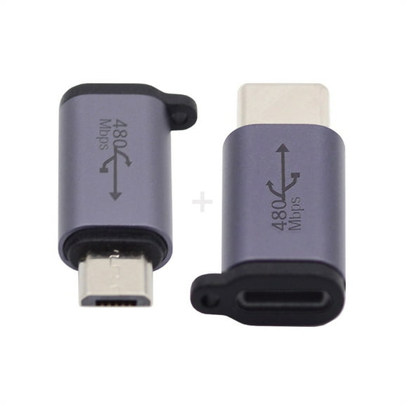 FVH 2pcs/lot USB2.0 8P Female to Micro USB Type-C USB-C Male Power Adapter 480Mbps Data with Chain Holes