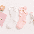 thumbnail image 6 of Baby Girls Knee High Socks with Bow Ruffle, Non-Slip Cotton Toddler Stockings, Soft Infant Long Tube Dress Socks for Newborn Girls, 6 of 7