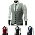 thumbnail image 5 of Skymirror Suit Vest Sleeveless Pockets Simple Solid Color Men Formal Business Vest Workwear, 5 of 7