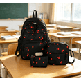 thumbnail image 4 of Large Capacity Strawberry Print Back To School Backpack, Light Bright Tone Comfort Carry Bag For Girls Daily Shopping & Campus Daily Use (Light Pink-3Pcs), 4 of 4