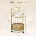 thumbnail image 3 of Gymax Table Basse Mobile en Verre à 2 Niveaux avec Panier de Rangement Motif Ours Transparent et Doré, 3 of 10