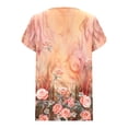 thumbnail image 5 of WREESH Women's Floral Print Tunic Tops Casual Square Neck Pleated Short Sleeve Summer Blouses Orange, 5 of 5