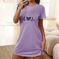 thumbnail image 2 of Rbaofujie Pantalon de Pyjama pour Femme, Chemise de Nuit Courte Surdimensionnée Imprimée à Col Rond et Manches Courtes, Robe à Manches Courtes, Vêtement de Nuit, 2 of 6