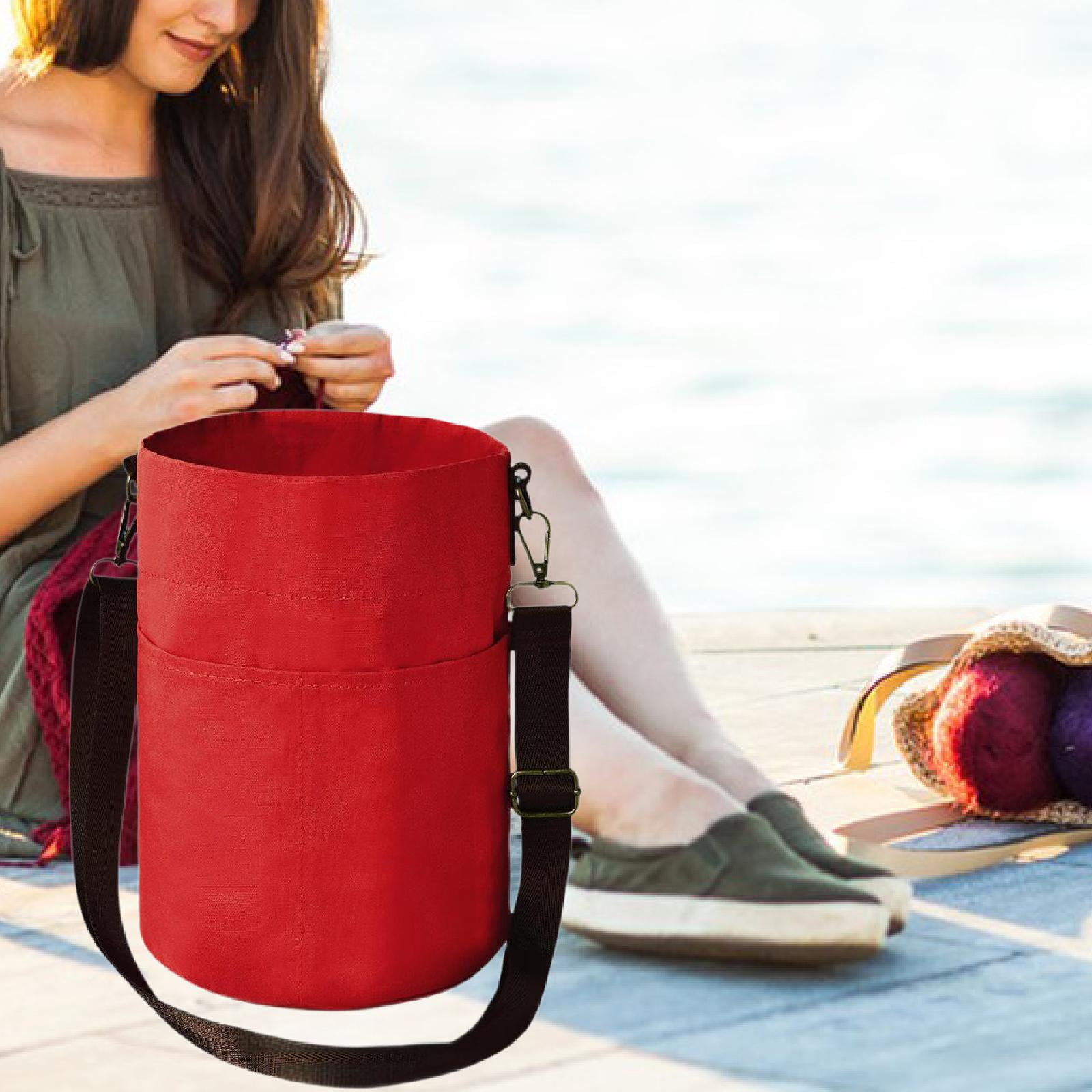 HILABEE Yarn Storage Organizer, Knitting Bag, Handbag, Knitting Tote, Sturdy Carrying Bag, Sewing Accessories, Crochet Bag, Yarn Holder Red