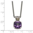 thumbnail image 3 of Shey Couture  Sterling Silver with 14K Accent 18 Inch Antiqued Cushion Checkerboard Amethyst Necklace, 3 of 3