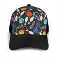 thumbnail image 3 of Naloa Bowling Ball Adult adjustable Print Baseball Hat, Patchwork curved brim baseball capfor Men and Women, One Size, 3 of 5