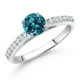 thumbnail image 2 of 10K White Gold London Blue Topaz and White Lab Grown Diamond Wedding Engagement Solitaire Anniversary Ring (0.88 Cttw, Round 5MM, Gemstone November Birthstone, Available in Size 5, 6, 7, 8, 9), 2 of 4