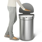 simplehuman 12 Gallon Semi-Round Sensor Trash Can with Liner Pocket, Brushed Stainless Steel