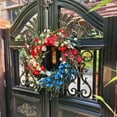 thumbnail image 3 of SLUMLOVE 22" Patriotic Wreath for Front Door with 2 American Flags, Red White and Blue 4th of July Wreath for Independence Day, Memorial Day & USA 250th Anniversary Decor, 3 of 10