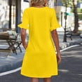 thumbnail image 5 of Delconic Women’s Short Sleeve V Neck Ruffle Hem Casual Loose Fit Dress with Pockets for Daily Wear and Leisure Activities Yellow M, 5 of 5