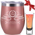 thumbnail image 1 of Vintage 1968 Aged To Perfection Stainless Steel Wine Tumbler + Shot Glass, 55 Birthday Gifts Women, 55 Birthday Decorations, 55th Gifts Ideas, Cheers to 55 Years, Party Favor Gifts — PARIS PRODUCTS CO, 1 of 5