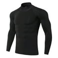 thumbnail image 5 of LIIPEE Men T Shirts Casual Long Sleeve High Neck Solid Color T Shirt Male Fitness Warm Lined Tee Tops Outdoor Training Comfortable Soft Breathable Daily Clothing,BK1,L, 5 of 5