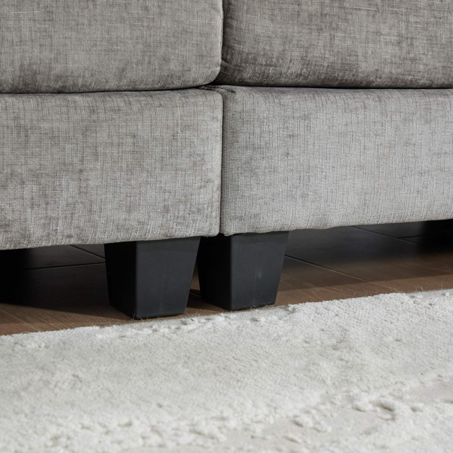 Cloud Sofa Ottoman, Modular Oversized Ottoman for Sectional Couch, Chenille Upholstered Footrest Stool for Living Room, Bedroom, Apartment, Gray