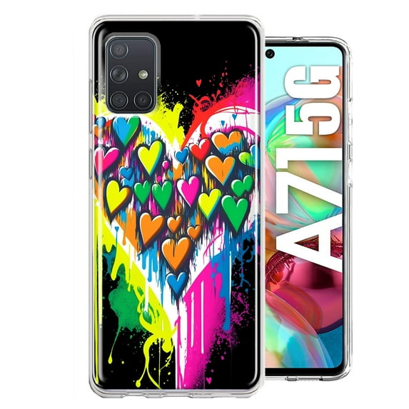 MUNDAZE Samsung Galaxy A71 5G Shockproof Clear Hybrid Protective Phone Case Colorful Rainbow Hearts Love Graffiti Painting Cover