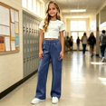thumbnail image 6 of EnJoCho Girls Cargo Jogger Sweatpants Elastic High Waist Wide Leg Soft Cotton Loose Stretch Multi Pocket Trousers For Kids Outdoor Sports School Active Casual Wear, 6 of 8