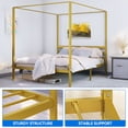 thumbnail image 4 of Uforic 4-Poster 14-inch King Size Gold Metal Canopy Bed Frame with Headboard,Gold, 4 of 5