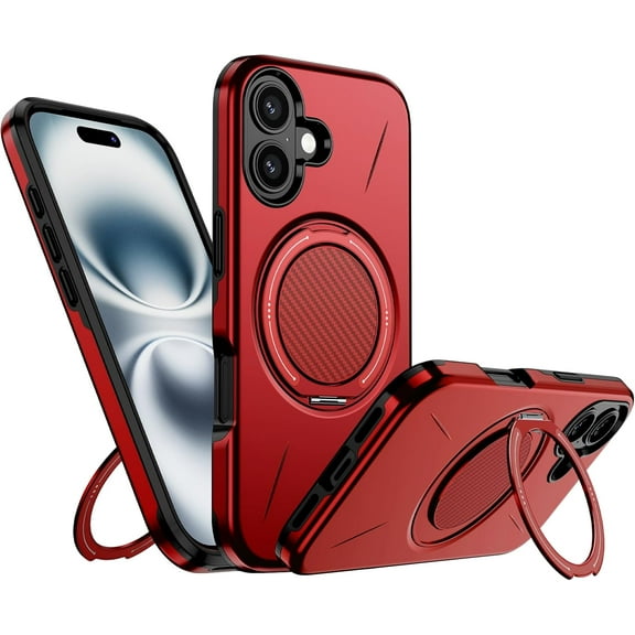MYKOMI for iPhone 17 Case Magnetic, Military Grade Shockproof Phone Case Cover with 360° Rotatable Metal Ring Stand Kickstand [Compatible with MagSafe] for iPhone 17